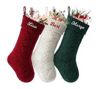 NIBESSER Calza Befana Personalizzata Calze Natalizie da Appendere con Nome Calza Befana Vuota Idea Regalo per Epifania Natale Decoraizione Natalizia per Camino (Stile E, 3 Pezzi)