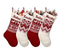 NIBESSER Calza Befana Personalizzata Calze Natalizie da Appendere con Nome Calza Befana Vuota Idea Regalo per Epifania Natale Decoraizione Natalizia per Camino (Stile M, 5 Pezzi)