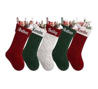 NIBESSER Calza Befana Personalizzata Calze Natalizie da Appendere con Nome Calza Befana Vuota Idea Regalo per Epifania Natale Decoraizione Natalizia per Camino (Stile D, 3 Pezzi)