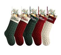 NIBESSER Calza Befana Personalizzata Calze Natalizie da Appendere con Nome Calza Befana Vuota Idea Regalo per Epifania Natale Decoraizione Natalizia per Camino (Stile U, 5 Pezzi)