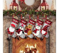 NIBESSER Calza Befana Personalizzata Calze Natalizie da Appendere con Nome Calza Befana Vuota Idea Regalo per Epifania Natale Decoraizione Natalizia per Camino (Stile H, 3 Pezzi)