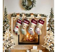 NIBESSER Calza Befana Personalizzata Calze Natalizie da Appendere con Nome Calza Befana Vuota Idea Regalo per Epifania Natale Decoraizione Natalizia per Camino (Stile G, 3 Pezzi)
