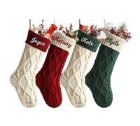 NIBESSER Calza Befana Personalizzata Calze Natalizie da Appendere con Nome Calza Befana Vuota Idea Regalo per Epifania Natale Decoraizione Natalizia per Camino (Stile I, 4 Pezzi)