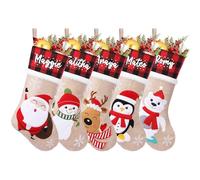 NIBESSER Calza Befana Personalizzata Calze Natalizie da Appendere con Nome Calza Befana Vuota Idea Regalo per Epifania Natale Decoraizione Natalizia per Camino (Stile Q, 5 Pezzi)
