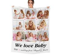 NIBESSER Coperta Personalizzata con Foto Plaid Personalizzato Comodo Morbido Coperta Pile Caldo Idea Regalo per Amici Bambini per Natale Matrimonio Compleanno, 9 Foto, 150x200cm
