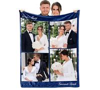 NIBESSER Coperta Personalizzata con Foto Plaid Personalizzato Comodo Morbido Coperta Pile Caldo Idea Regalo per Amici Bambini per Natale Matrimonio Compleanno, 4 Foto, 130x150cm
