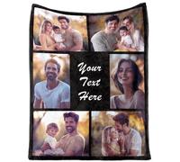 NIBESSER Coperta Personalizzata con Foto Plaid Personalizzato Comodo Morbido Coperta Pile Caldo Invernale Idea Regalo per Natale Matrimonio Compleanno Anniversario, 6 Foto-c, 127x178cm