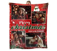 NIBESSER Coperta Personalizzata con Foto Plaid Personalizzato Comodo Morbido Coperta Pile Caldo Invernale Idea Regalo per Natale Matrimonio Compleanno Anniversario, Natale 4, 127x152cm
