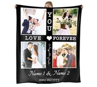 NIBESSER Coperta Personalizzata con Foto Plaid Personalizzato Comodo Morbido Coperta Pile Caldo Invernale Idea Regalo per Natale Matrimonio Compleanno Anniversario, 4 Foto, 152x203cm