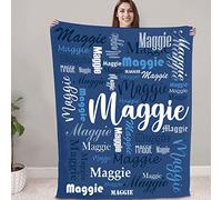 NIBESSER Coperta Personalizzata con Nome Plaid Personalizzato Comodo Morbido Coperta Pile Caldo Idea Regalo per Amici Bambini Nonni per Natale Matrimonio Compleanno, Blu, 90x120cm