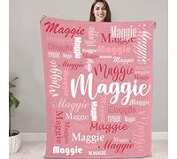 NIBESSER Coperta Personalizzata con Nome Plaid Personalizzato Comodo Morbido Coperta Pile Caldo Idea Regalo per Amici Bambini Nonni per Natale Matrimonio Compleanno, Rosa, 70x100cm