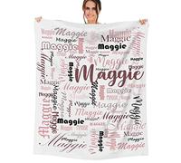 NIBESSER Coperta Personalizzata con Nome Plaid Personalizzato Comodo Morbido Coperta Pile Caldo Idea Regalo per Amici Bambini Nonni per Natale Matrimonio Compleanno, Rosa Nero, 90x120cm