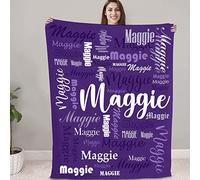 NIBESSER Coperta Personalizzata con Nome Plaid Personalizzato Comodo Morbido Coperta Pile Caldo Idea Regalo per Amici Bambini Nonni per Natale Matrimonio Compleanno, Viola, 130x150cm