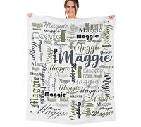NIBESSER Coperta Personalizzata con Nome Plaid Personalizzato Comodo Morbido Coperta Pile Caldo Idea Regalo per Amici Bambini Nonni per Natale Matrimonio Compleanno, Bianco Oliva, 150x200cm
