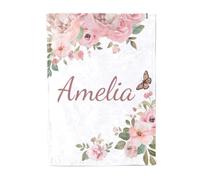 NIBESSER Coperta Personalizzata con Nome Plaid Personalizzato Comodo Morbido Coperta Pile Caldo Invernale Idea Regalo per Natale Matrimonio Compleanno Anniversario, Fiori 1, 127x152cm