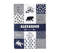 NIBESSER Coperta Personalizzata con Nome Plaid Personalizzato Comodo Morbido Coperta Pile Caldo Invernale Idea Regalo per Natale Matrimonio Compleanno Anniversario, Foresta 1, 152x203cm