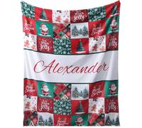 NIBESSER Coperta Personalizzata con Nome Plaid Personalizzato Comodo Morbido Coperta Pile Caldo Invernale Idea Regalo per Natale Matrimonio Compleanno Anniversario, Natale 4, 100x152cm