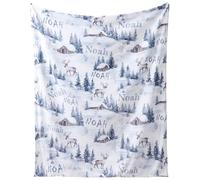 NIBESSER Coperta Personalizzata con Nome Plaid Personalizzato Comodo Morbido Coperta Pile Caldo Invernale Idea Regalo per Natale Matrimonio Compleanno Anniversario, Mondo nella Neve, 152x203cm