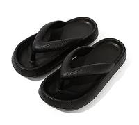 NIBESSER Infradito Donna Uomo con Suola Spessa Sandali Infradito Estivo Comode da Mare Piscina Ciabatte Infradito Nuvola Morbide Antiscivolo per Casa ad Asciugatura Rapida, Nero, 44/45 EU