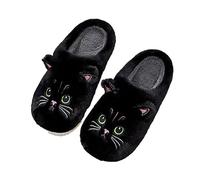 NIBESSER Pantofole Gatto Donna Uomo Calde Ciabatte Donna Invernali con Pile Morbide Ciabatte Casa Pelose Antiscivolo Pantofole Animali Divertenti Originali Slippers, Nero, 35/36 EU