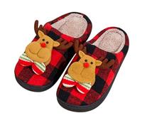 NIBESSER Pantofole Invernali Donna Pelose Calde Ciabatte Uomo Invernali con Pelo Morbide Ciabatte Casa Pantofole Peluche Donna Antiscivolo Slippers, Scozzese Renna, 36/37 EU