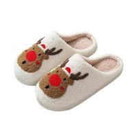 NIBESSER Pantofole Invernali Donna Pelose Calde Ciabatte Uomo Invernali con Pelo Morbide Ciabatte Casa Pantofole Peluche Donna Antiscivolo Slippers, Renna dal Naso Rosso, 36/37 EU