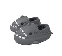NIBESSER Pantofole Uomo Donna Invernali Chiuse Pantofole Squalo Chiuse con Pelo Ciabatte Uomo Inverno da Casa Pelose Antiscivolo Suola Spessa Morbide Leggere，Grigio Scuro，36/37 EU