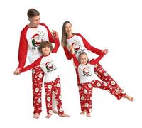NIBESSER Pigiama Natale Famiglia Lungo Pigiami Natalizi Famiglia Coordinati Pigiama Invernale per Donna Uomo Bamino Caldo Maniche Lunghe Girocollo Comodo Regalo Natalizio
