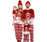 NIBESSER Pigiama Natale Famiglia Lungo Pigiami Natalizi Famiglia Coordinati Pigiama Invernale per Donna Uomo Bamino Caldo Maniche Lunghe Girocollo Comodo Regalo Natalizio