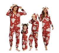 NIBESSER Pigiama Natale Famiglia Lungo Pigiami Natalizi Famiglia Coordinati Pigiama Invernale per Donna Uomo Bamino Caldo Maniche Lunghe Comodo Regalo Natalizio,Intero Rosso,Uomo,M