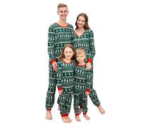 NIBESSER Pigiama Natale Famiglia Lungo Pigiami Natalizi Famiglia Coordinati Pigiama Invernale per Donna Uomo Bamino Caldo Maniche Lunghe Girocollo Comodo，Righe Verde Bianco Madre，S