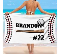 NIBESSER Telo Mare Personalizzato con Nome Asciugamano Mare Adulto Bambini Microfibra Leggero Telo Mare Antisabbia ad Asciugatura Rapida Asciugamano da Spiaggia Morbido, Sport- Baseball, 90x180 cm