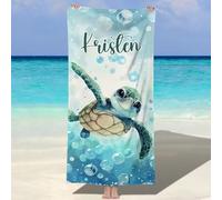 NIBESSER Telo Mare Personalizzato con Nome Asciugamano Mare Adulto Bambini Microfibra Leggero Telo Mare Antisabbia ad Asciugatura Rapida Asciugamano da Spiaggia Morbido, Tartaruga, 60x120 cm