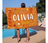 NIBESSER Telo Mare Personalizzato con Nome Telo Mare Microfibra Grande 75x150 cm Asciugamano Mare Antisabbia ad Asciugatura Rapida Ultra-morbido per Piscina Viaggio Sauna, A- Arancione