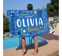 NIBESSER Telo Mare Personalizzato con Nome Telo Mare Microfibra Grande 90x180 cm Asciugamano Mare Antisabbia ad Asciugatura Rapida Ultra-morbido per Piscina Viaggio Sauna, A- Azzurro