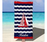 NIBESSER Telo Mare Personalizzato con Nome Telo Mare Microfibra Leggero 76x152 cm Asciugamano Mare Antisabbia ad Asciugatura Rapida Asciugamano da Spiaggia Morbido Confortevole, Barca a Vela