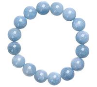 NIBHZ Bracciale in Cristallo Acquamarina per Donna e Uomo, Braccialetto Elasticizzato con Perline Acquamarina Naturale, Braccialetto impilabile in Cristallo Blu,A,17mm