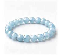 NIBHZ Bracciale in Cristallo Acquamarina per Donna e Uomo, Braccialetto Elasticizzato con Perline Acquamarina Naturale, Braccialetto impilabile in Cristallo Blu,B,9mm