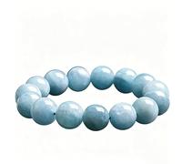 NIBHZ Bracciale in Cristallo Acquamarina per Donna e Uomo, Braccialetto Elasticizzato con Perline Acquamarina Naturale, Braccialetto impilabile in Cristallo Blu,A,10mm