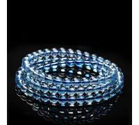 NIBHZ Gioielli con Bracciale Elasticizzato per Donna, con Acquamarina Blu latteo Naturale e Perle d'Acqua Dolce,6mm