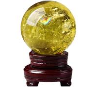 NIBHZ Ornamento con Sfera di citrino Naturale, Decorazione Domestica di citrino Brasiliano, Artigianato, Regalo di Apertura, lucidatura di Pietra Grezza,A,40mm