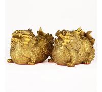 NIBHZ Ornamento Pixiu in Ottone Che attira ricchezza - Invita ricchezza e Raccoglie ricchezza da Tutte Le direzioni - Decorazione per Soggiorno e scrivania,A Pair,29x19x19cm