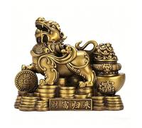 NIBHZ Pixiu Hikyu Rame Ornamento Hikyu Feng Shui Merci Feng Shui Ricchezza Invito Ornamento Interno Buona Fortuna Preghiera Fortuna Finanziaria Preghiera Tesoro,B,27X12X23cm