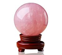 NIBHZ Sfera di Cristallo Quarzo Rosa Minerale Naturale piedistallo di Quarzo Rosa purificazione buona Fortuna amuleto Pietra di Potere,A,100mm