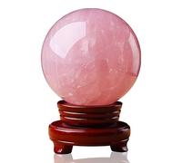 NIBHZ Sfera di Cristallo Quarzo Rosa Minerale Naturale piedistallo di Quarzo Rosa purificazione buona Fortuna amuleto Pietra di Potere,A,85mm