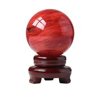 NIBHZ Sfera di Ossidiana Rossa con Supporto, Sfera di Cristallo Rosso Naturale Sfera di Rubino Che fonde Il Quarzo Cristallo Pietra preziosa per la Meditazione guarigione Feng Shui divinazione,8cm