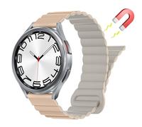 Niboow 20mm Cinturino Magnetico Silicone per Samsung Galaxy Watch Watch 7/6/5/4 40mm 44mm/Galaxy Watch FE 40mm/Galaxy Watch 6 Classic 43mm 47mm, Silicone Cinturino per Galaxy Watch 5 Pro 45mm - Blanco