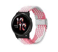Niboow 22mm Cinturino Intrecciato per Garmin Venu 3/Forerunner 265/Forerunner 255/Forerunner 255 Music, Elastica Nylon Cinturini per Garmin Vivoactive 4/Venu 2/Huawei Watch 4/Watch 4 Pro-Bianco/Rosa