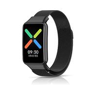 Niboow Cinturino compatibile con Oppo Watch Free - Acciaio inossidabile mesh tessuto regolabile magnetico - nero