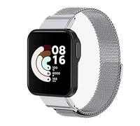 Niboow Cinturino Compatible con Xiaomi Mi Watch Lite, Acciaio Inossidabile Chiusura Magnetico, Rete Metallo Regolabile Watch Band Compatible con Xiaomi Mi Watch Lite-d'Argento